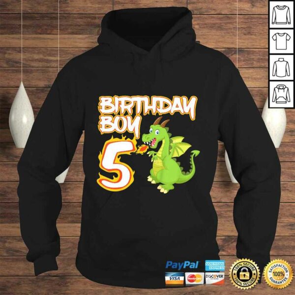 Funny Kids 5 Year Old Dragon Birthday Boy Themed Party 5th TShirt