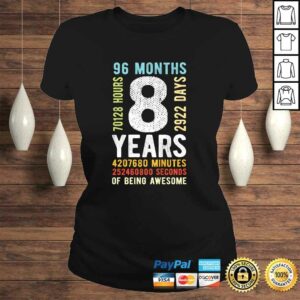 Funny Kids 8th Birthday 8 Years Old Vintage Retro 96 Months TShirt Gift 3