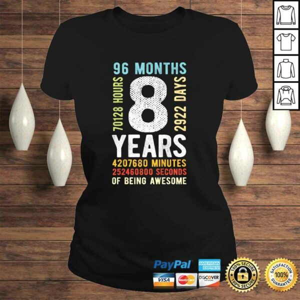 Funny Kids 8th Birthday 8 Years Old Vintage Retro 96 Months TShirt Gift