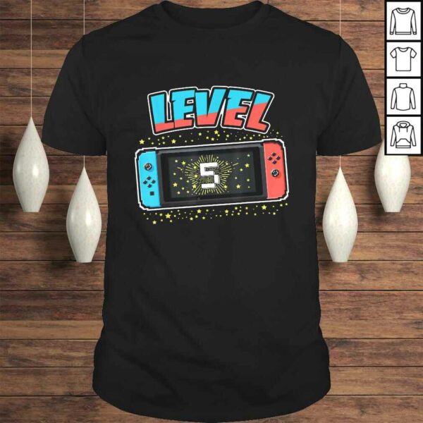 Funny Level 5 Birthday Shirt Boy 5 Years Old Video Games Shirt