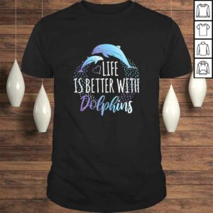 Funny Life Is Better With Dolphins Women Girls Gift Dolphin Lover V-Neck T-Shirt Funny Life Is Better With Dolphins Women Girls Gift Dolphin Lover V-Neck T-Shirt