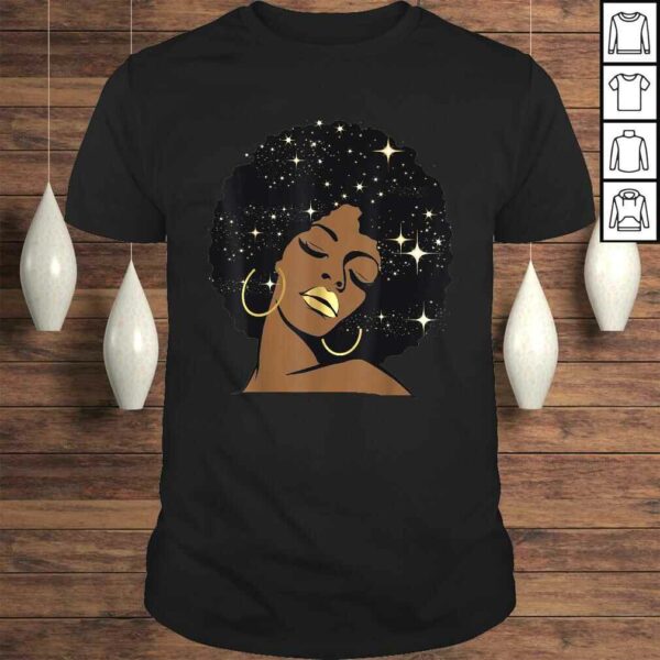 Funny Lips Stars Black Girl Magic Afro Diva Gift Melanin Tee T-Shirt