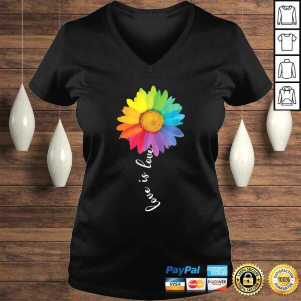 Funny Love Is Love Rainbow Sunflower LGBT Gay Lesbian Pride Tee Shirt