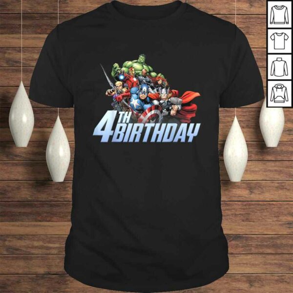 Funny Marvel Avengers Action Shot 4th Birthday TShirt