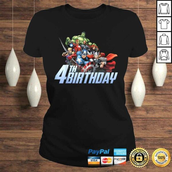 Funny Marvel Avengers Action Shot 4th Birthday TShirt