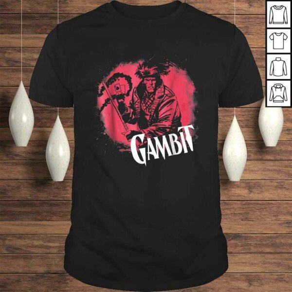 Funny Marvel XMen Gambit Circle Splatter Graphic V-Neck T-Shirt