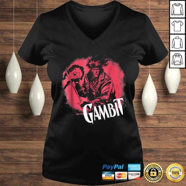 Funny Marvel XMen Gambit Circle Splatter Graphic V-Neck T-Shirt