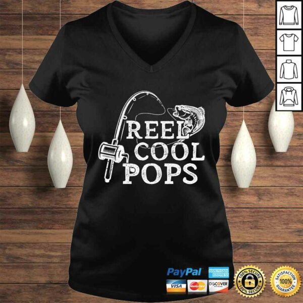 Funny Mens Vintage Reel Cool Pops Fishing Gift For Dad or Grandpa V-Neck T-Shirt
