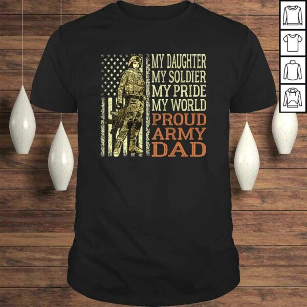 Funny My Daughter My Soldier Hero – Proud Army Dad Military Father V-Neck T-Shirt