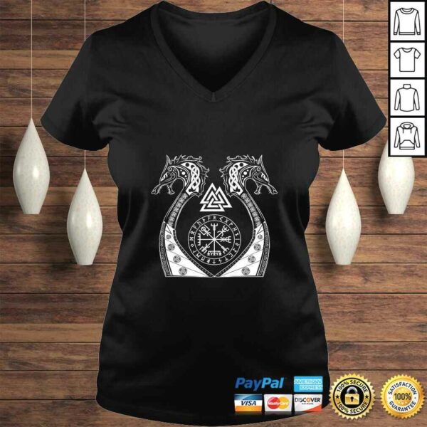 Funny Norse Mythology Odin Wolfs Viking Valknut Vegwisir TShirt