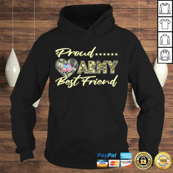 Funny Proud Army Best Friend – US Flag Dog Tag Heart Military T-shirt