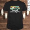 Funny Retro Save Our National Parks Hippie Van & Mountains Shirt
