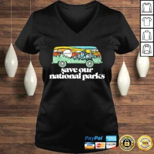 Funny Retro Save Our National Parks Hippie Van & Mountains Shirt