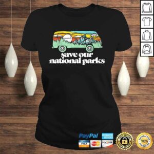 Funny Retro Save Our National Parks Hippie Van Mountains Shirt 3