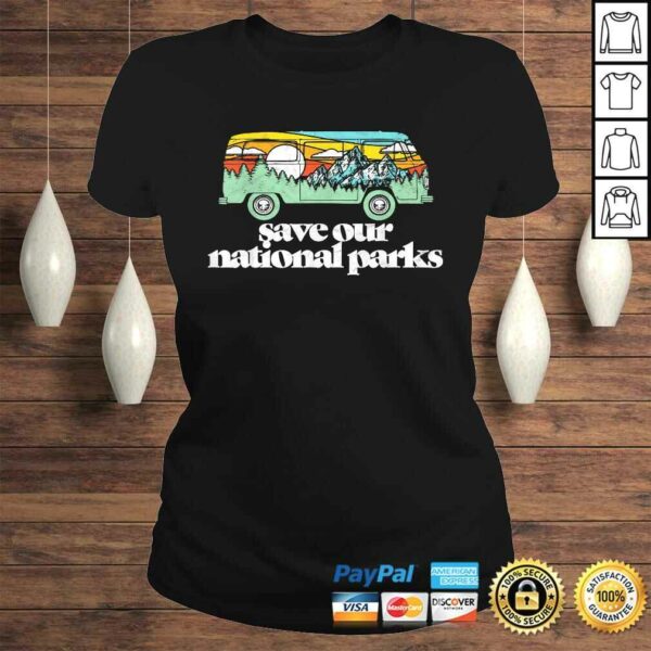 Funny Retro Save Our National Parks Hippie Van & Mountains Shirt