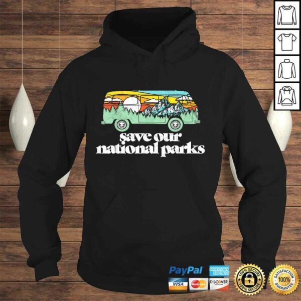 Funny Retro Save Our National Parks Hippie Van & Mountains Shirt