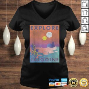 Funny Star Wars Explore Tatooine Faded Retro C-3PO & R2-D2 Poster TShirt