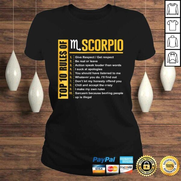 Funny Top 10 Rules of Scorpio Birthday Shirt