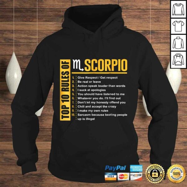Funny Top 10 Rules of Scorpio Birthday Shirt