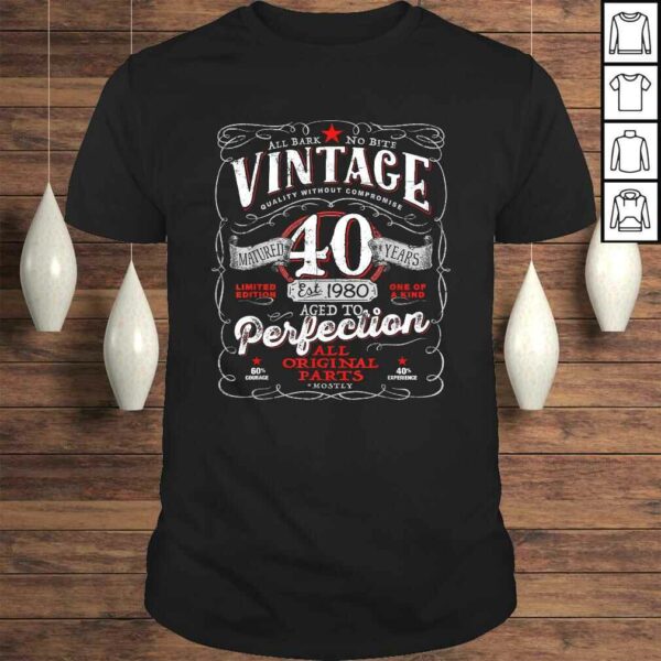 Funny Vintage 40th Birthday Shirt For Him 1980 Aged To Perfection Gift Top