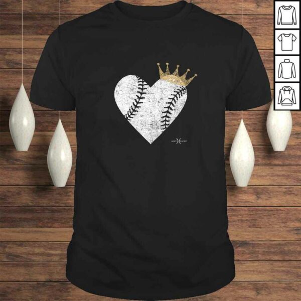 Funny Vintage Royal Baseball Heart with Crown Shirt
