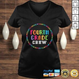Funny Women’s 4th Grade Teacher Back To School – Fourth Grade Crew V-Neck T-Shirt