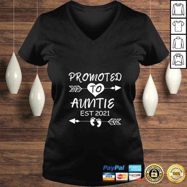 Funny Womens Promoted To Aunt EST 2021 Auntie To Be Pregnancy Reveal TShirt