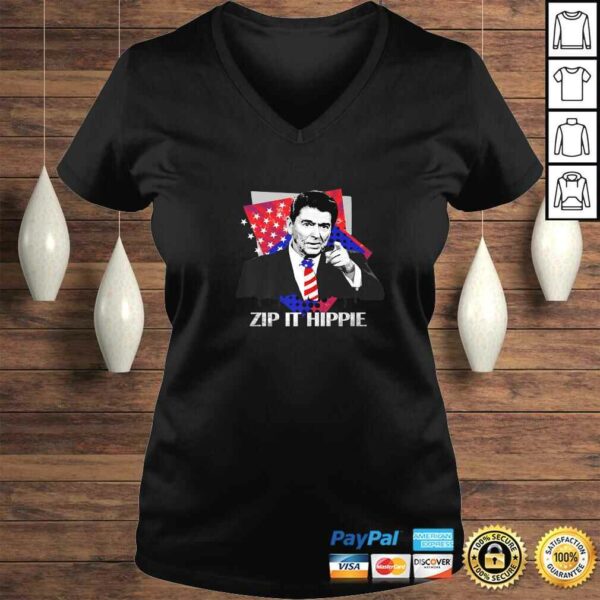 Funny Zip It Hippie Reagan V-Neck T-Shirt