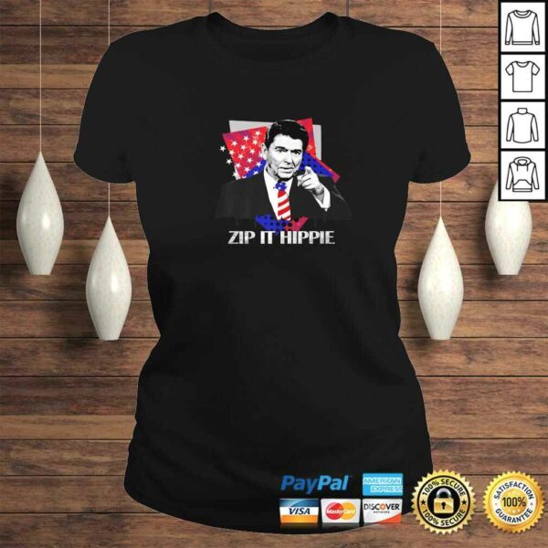 Funny Zip It Hippie Reagan V-Neck T-Shirt