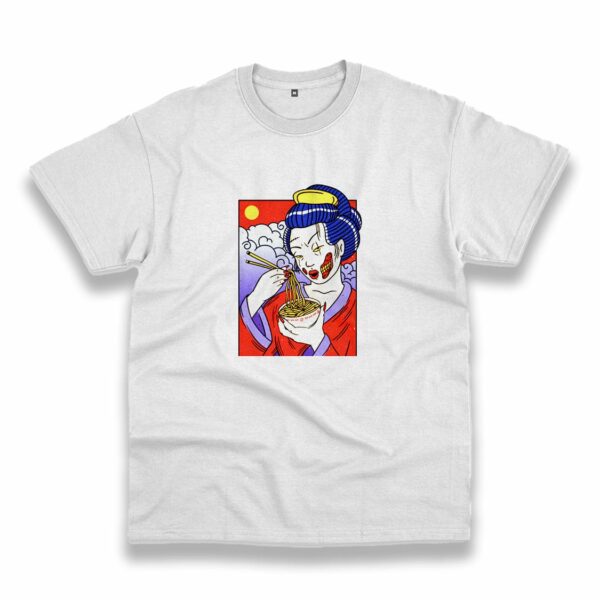 Geisha Japanese Zombie Eating Ramen Casual T Shirt