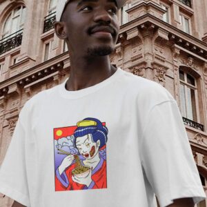 Geisha Japanese Zombie Eating Ramen Casual T Shirt 2 Geisha Japanese Zombie Eating Ramen Casual T Shirt 3