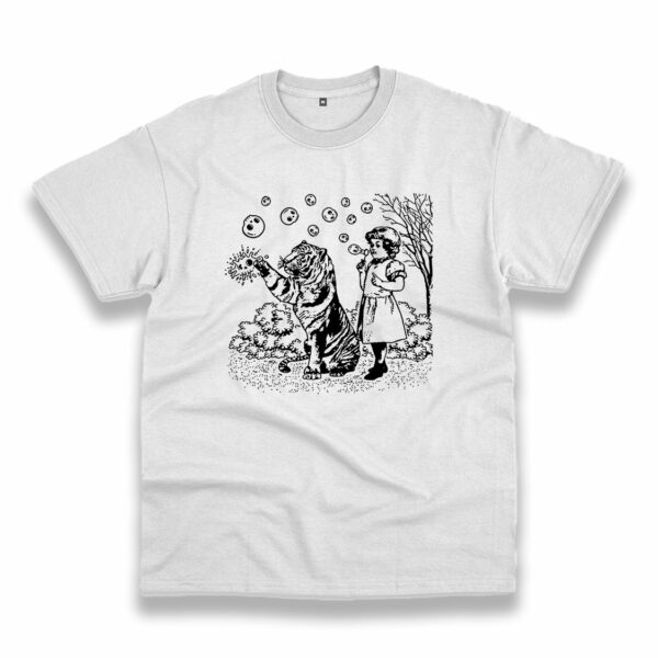 Girl And Tiger Shirt Blowing Skull Bubbles Weird Vintage Tshirt