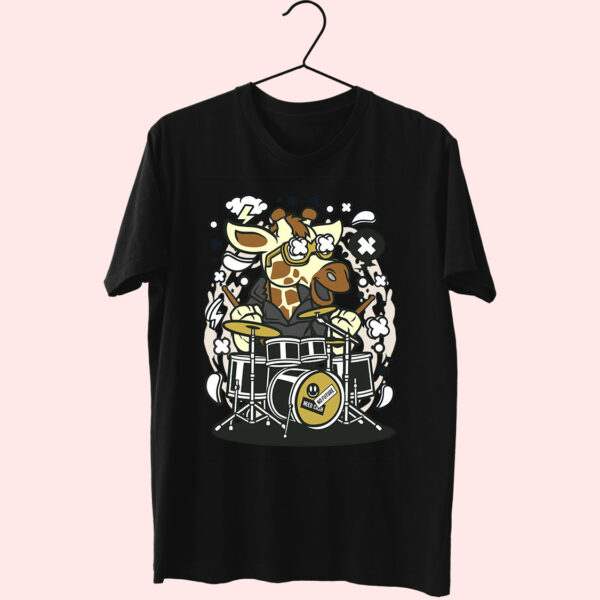 Girrafe Drummer Funny Graphic T Shirt