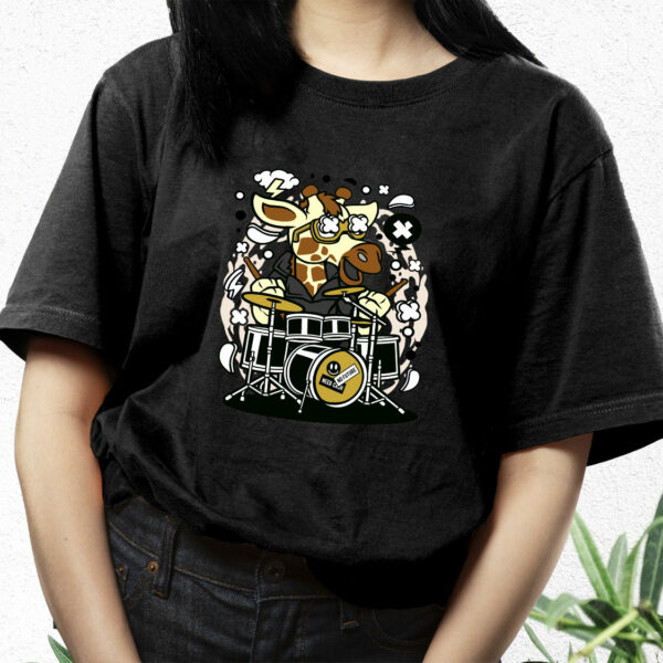 Girrafe Drummer Funny Graphic T Shirt