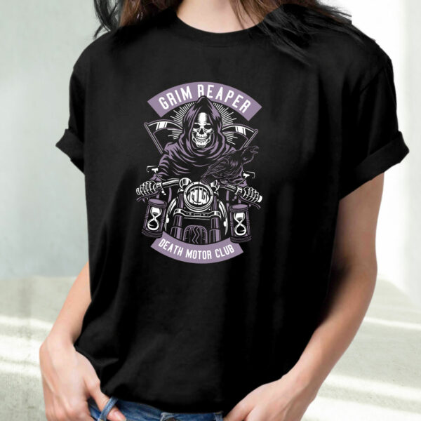 Grim Reaper Motorcycle Funny Graphic T Shirt