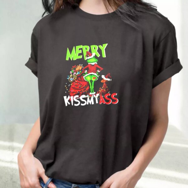 Grinch Merry Kiss My Ass T Shirt Xmas Design