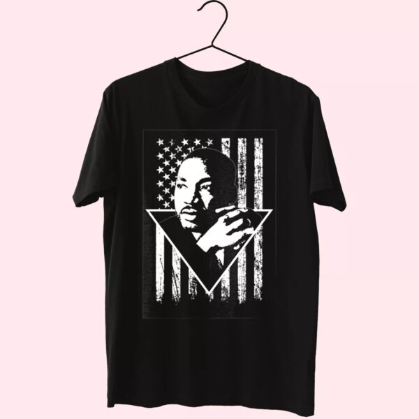 Martin Luther King Jr Distressed Usa Flag Mlk Day T Shirt