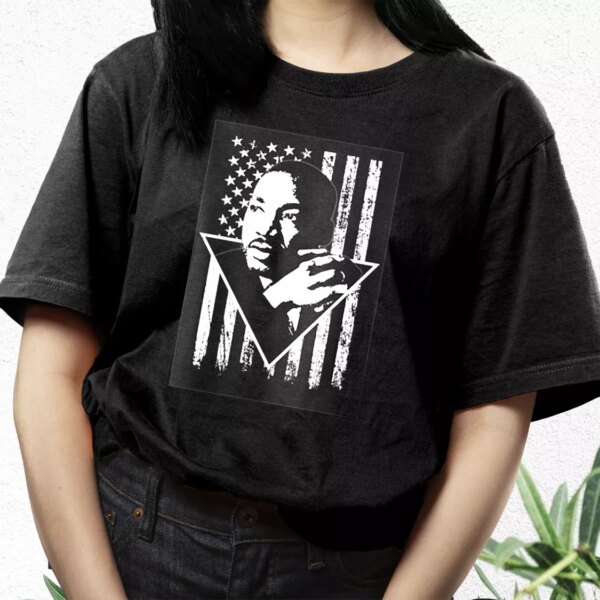 Martin Luther King Jr Distressed Usa Flag Mlk Day T Shirt