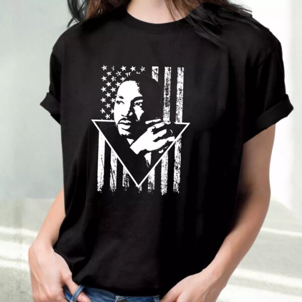 Martin Luther King Jr Distressed Usa Flag Mlk Day T Shirt