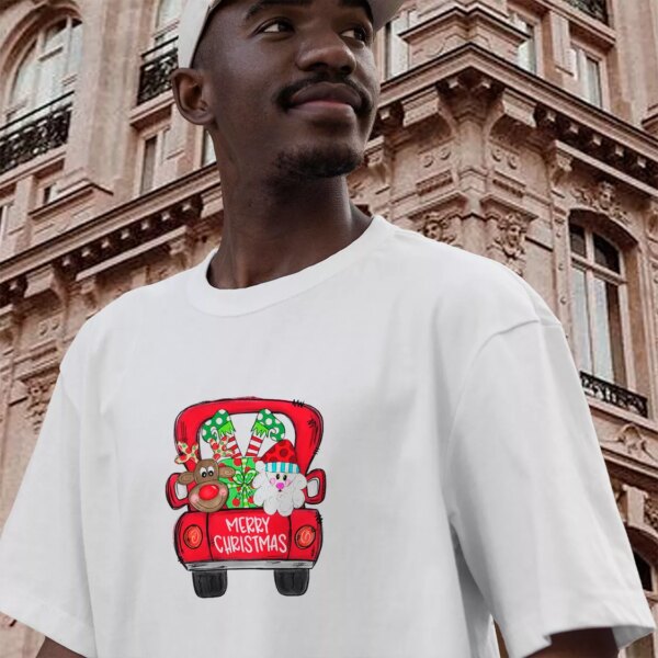 Merry Christmas Red Trees Truck Funny Christmas T Shirt