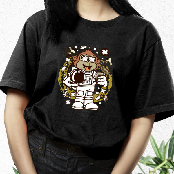 Monkey Astronaut Funny Graphic T Shirt