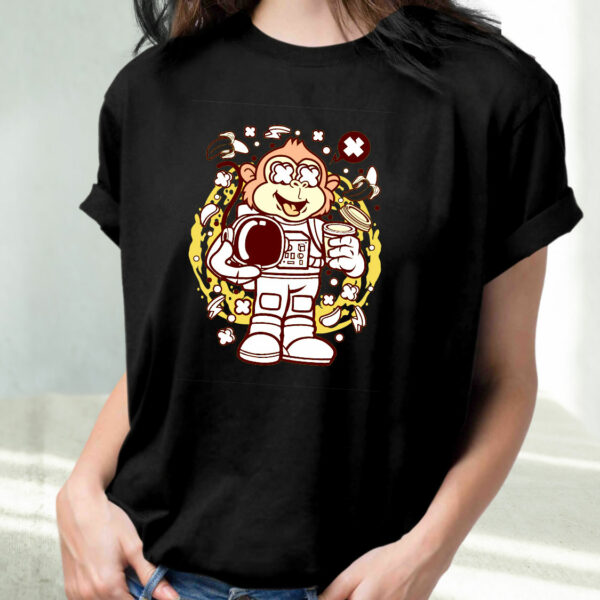 Monkey Astronaut Funny Graphic T Shirt