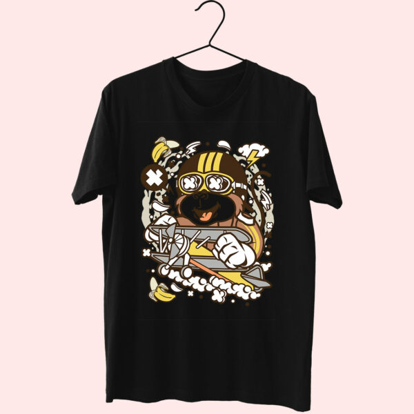 Monkey Pilot Funny Graphic T Shirt