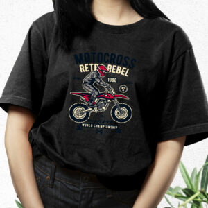 Motocross Retro Rebel Funny Graphic T Shirt