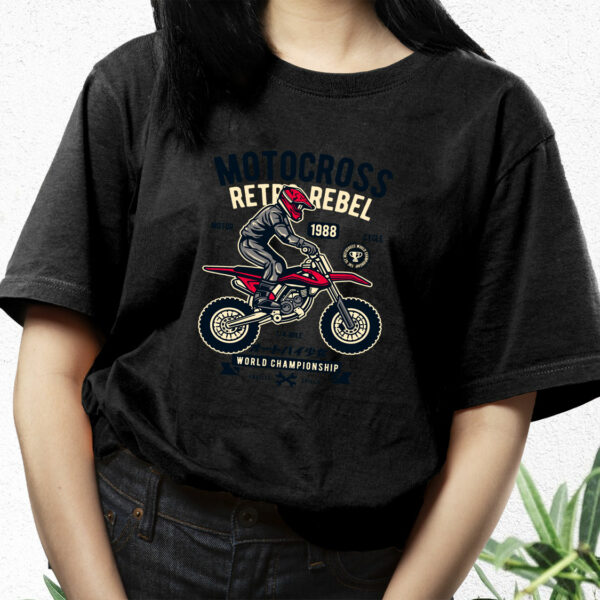 Motocross Retro Rebel Funny Graphic T Shirt