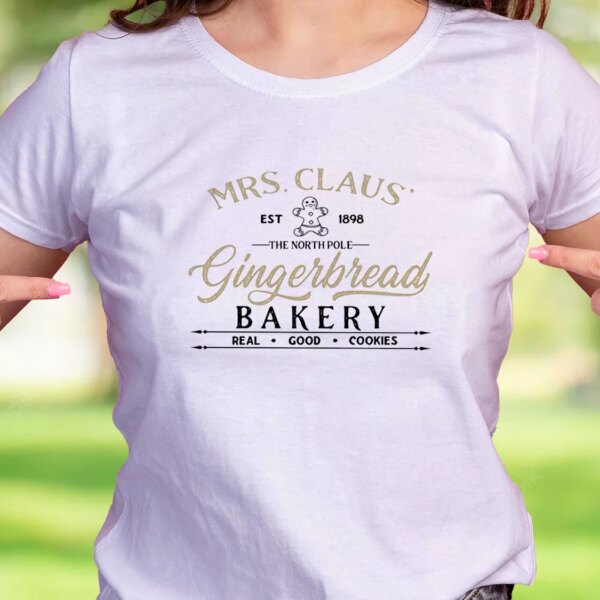 Mrs Claus Gingerbread Bakery Funny Christmas T Shirt