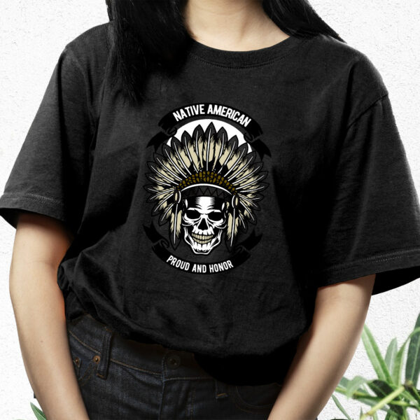 Native American Skull Funny Graphic T Shirt