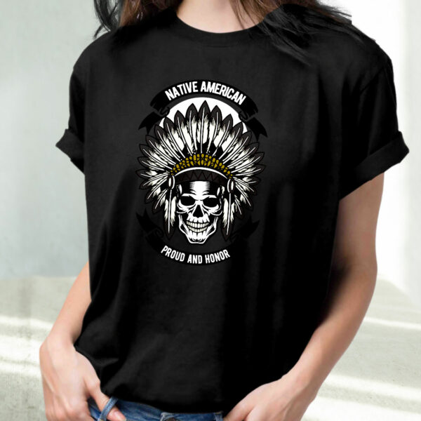 Native American Skull Funny Graphic T Shirt