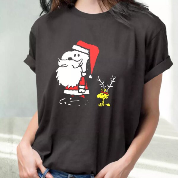 Peanuts Snoopy And Woodstock Santa Antlers T Shirt Xmas Design