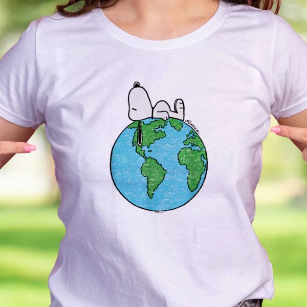 Peanuts Snoopy On Top Of The World Casual Earth Day T Shirt